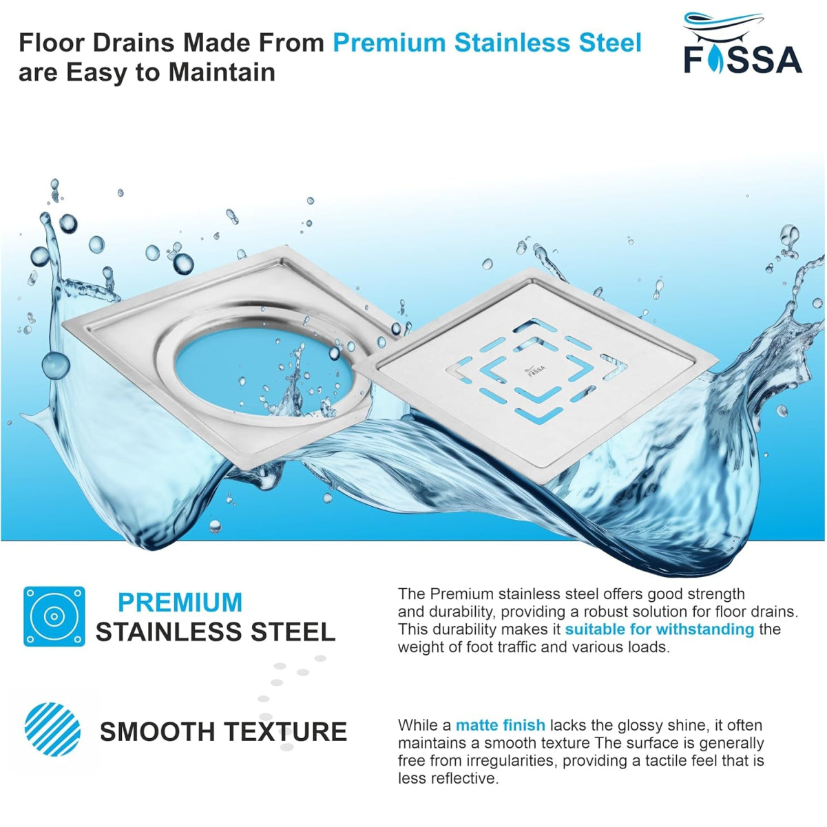 Stainless steel floor drains 